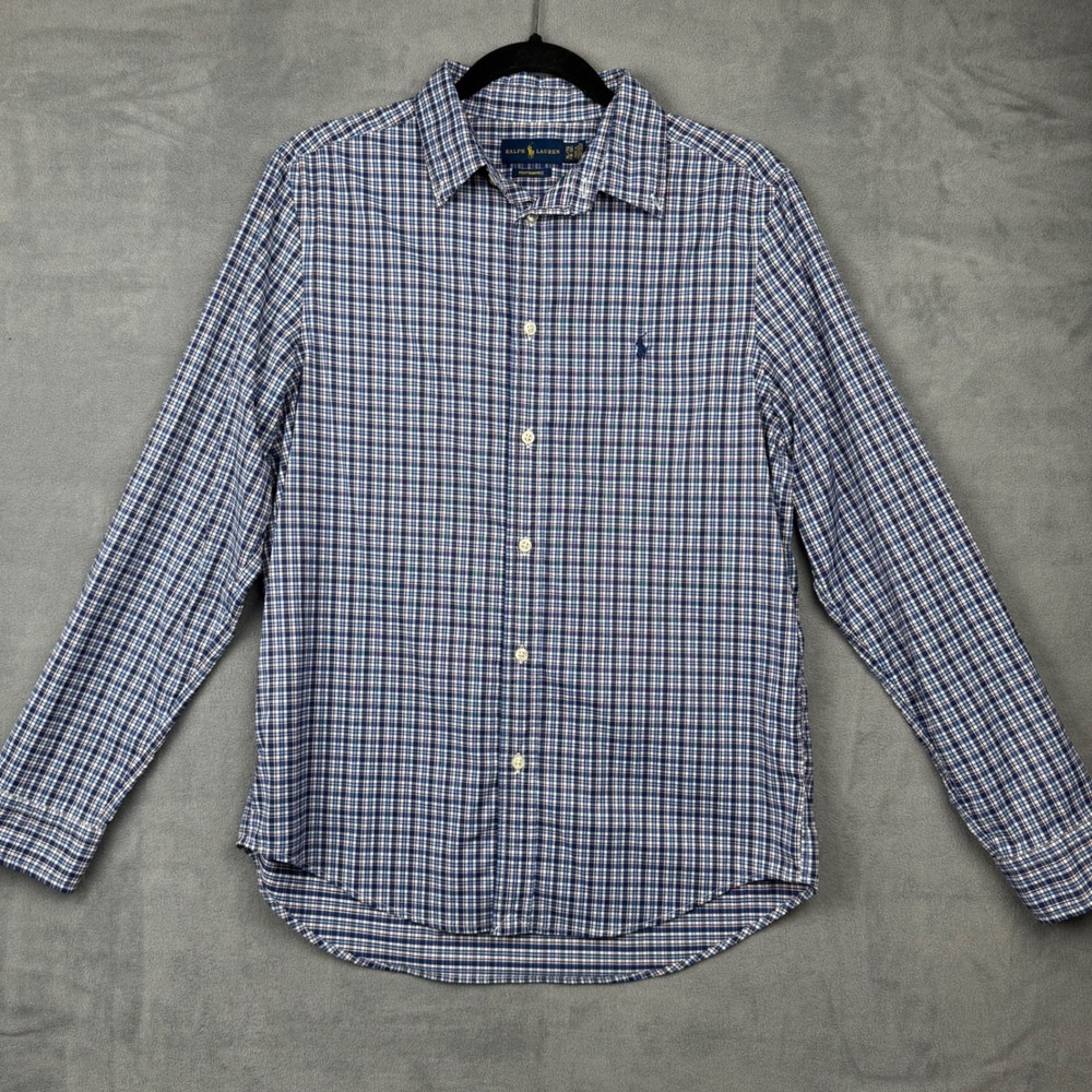 Ralph Lauren Kids Plaid Performance Button Down Shirt XL TG 18-20 Blue Green Red